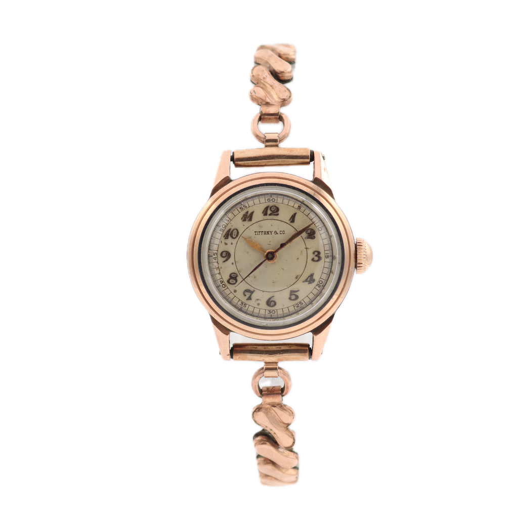 Vintage Tiffany & Co. Movado Ladies Mechanical Wristwatch Swiss Rose Gold Capped