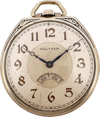 Antique 12S Waltham Secometer 17J Pocket Watch 1235 14k White Gold Filled Rare