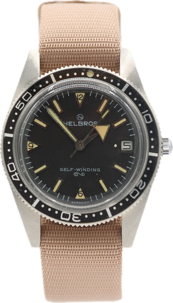 Vintage 38mm Helbros Skin Diver Broad Arrow Men's Automatic Wristwatch PUW 1561