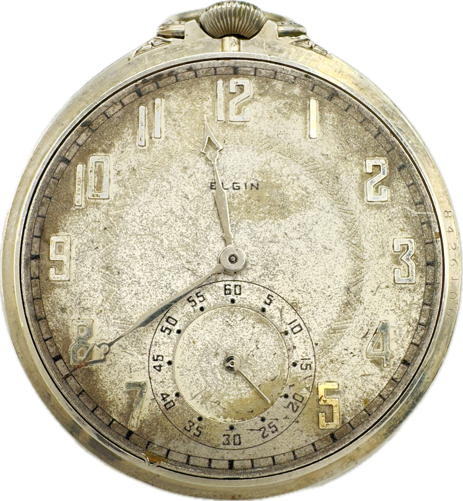 Antique 12 Size Elgin Mechanical Pocket Watch 479 14k White Gold FilledRuns