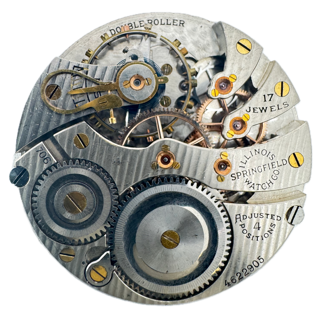 Antique 16s 1925 Illinois 17j Mechanical Pocket Watch Movement 706 USA Runs