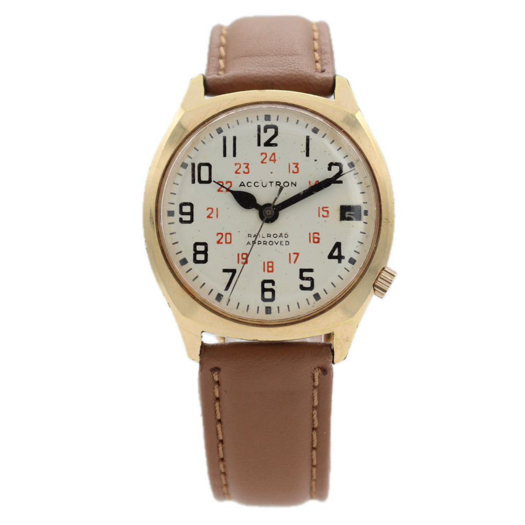 Vintage 33.5mm Accutron Railroad Approved 12j Men's Quartz Wristwatch 2181 224