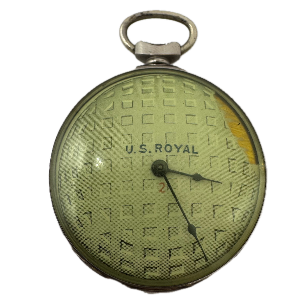 Antique Ingraham U.S. Royal Dollar Mechanical Pocket Watch Chrome Plated Runs