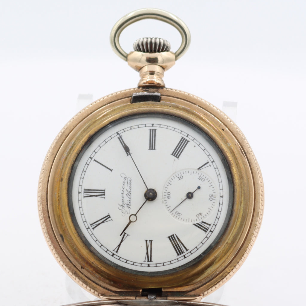 Antique 6s 1898 Waltham Sterling Gold Gilt 7j Mechanical Hunter Pocket Watch J