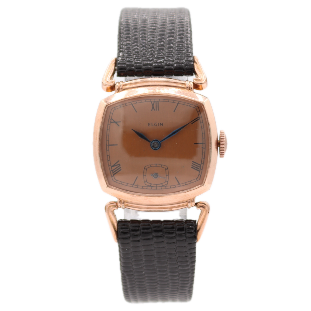 Vintage 25.5mm 1940 Elgin Swivel Lugs 15J Men's Wristwatch 519 10k Pink GF