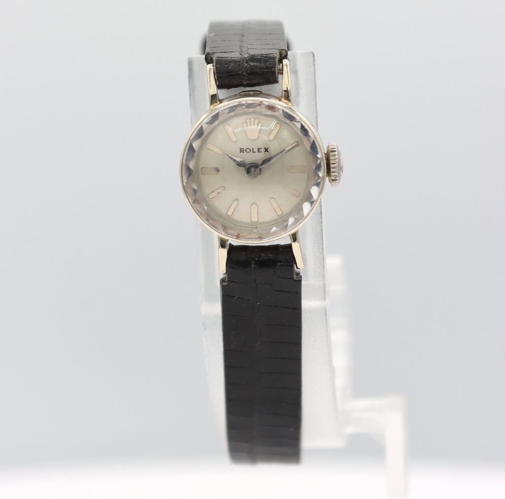 Vintage 14.5mm Rolex Ladies Mechanical Wristwatch 1401 Swiss 14k White Gold