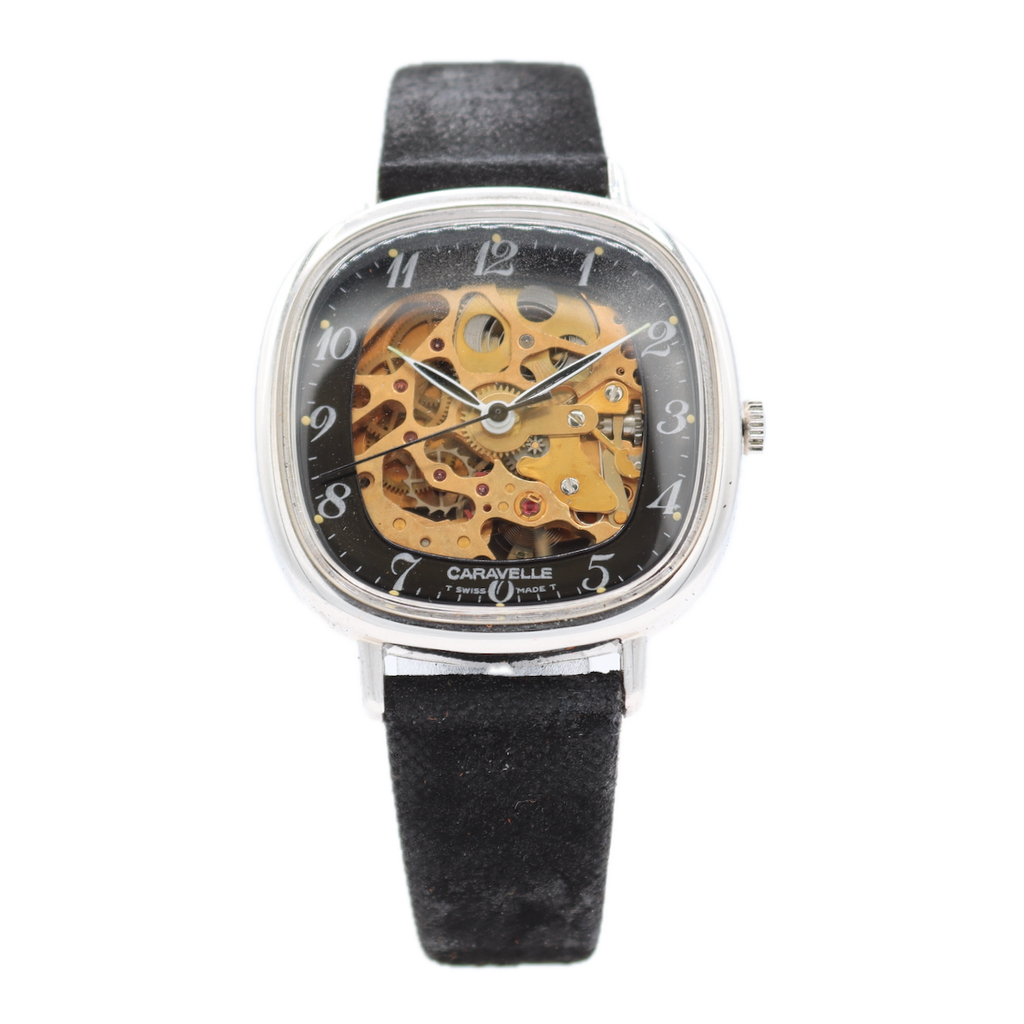 Vintage Caravelle NR8224/1 Skeleton Men's Mechanical Wristwatch 718S w Box