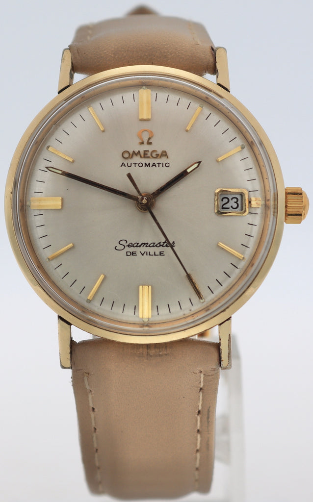 Vintage Omega Seamaster De Ville Date Men's Automatic Wristwatch Swiss 14k GF
