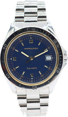 Vintage 38mm Hamilton 9744A Sub 660ft Men's Quartz Wristwatch Steel w Bracelet