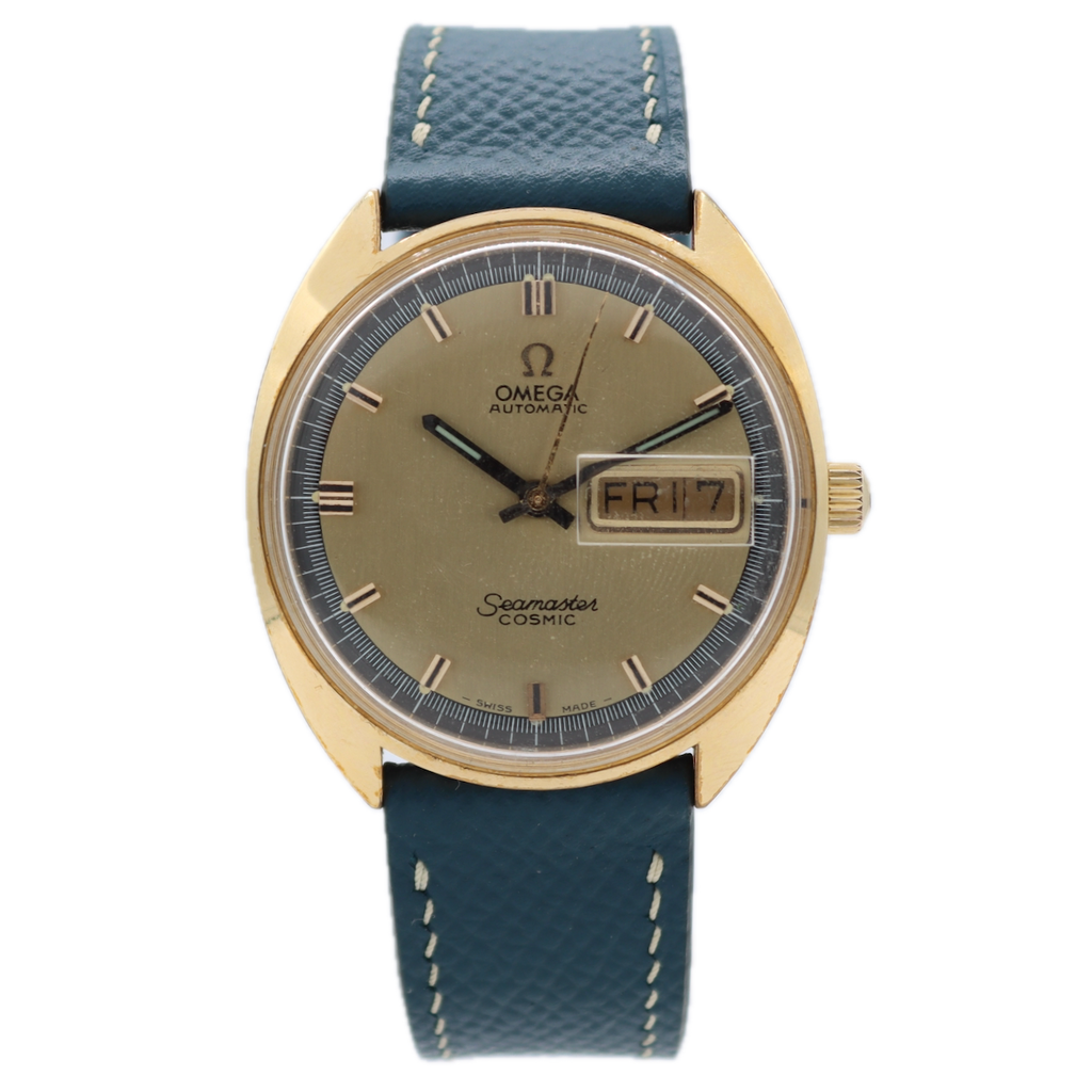 35mm Omega 166.036 Seamaster Cosmic Men's Automatic Wristwatch Swiss Gold Plated