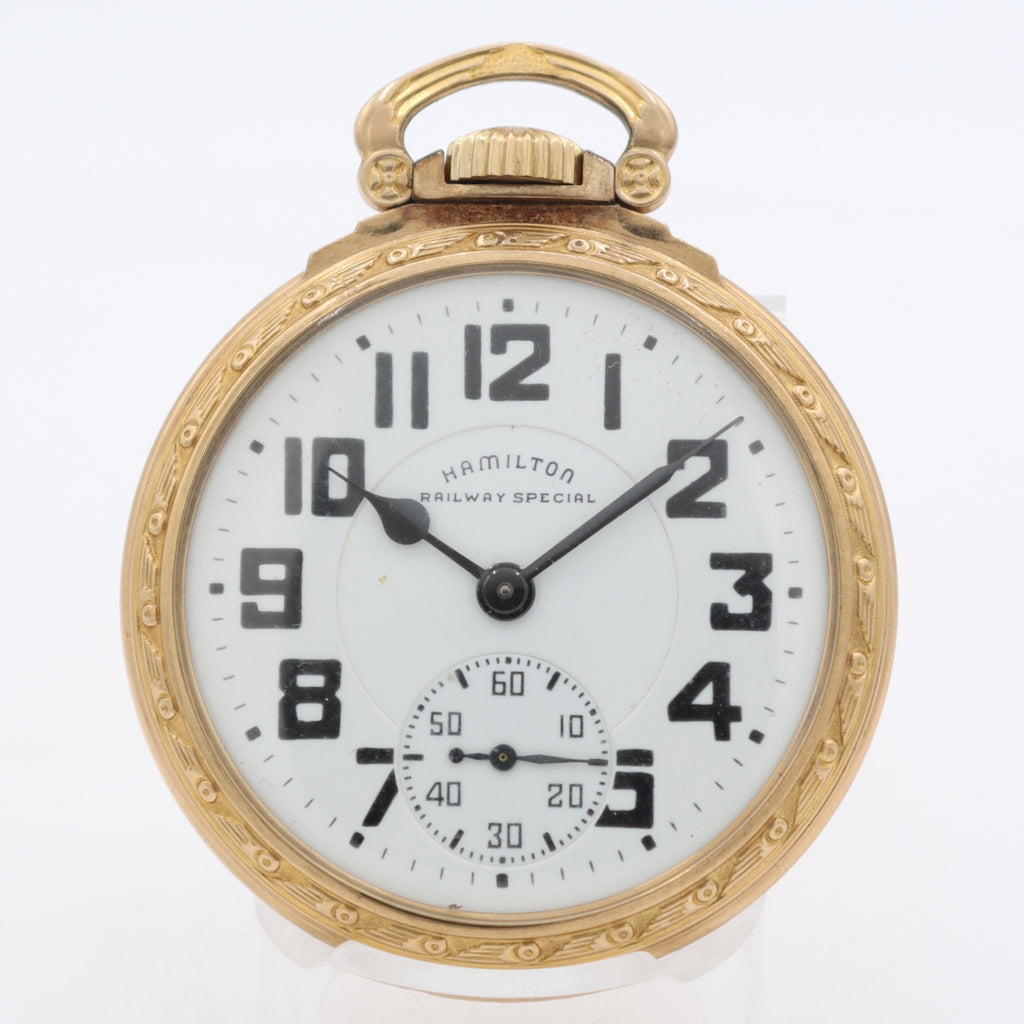 Vintage 18s 1946 Hamilton 21j Mechanical Railroad Pocket Watch 992B 10k GF USA