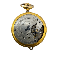 【送料無料】Antique Process 3racks Antique Repousse Case Duplex Escapement Pocket Watch Gold