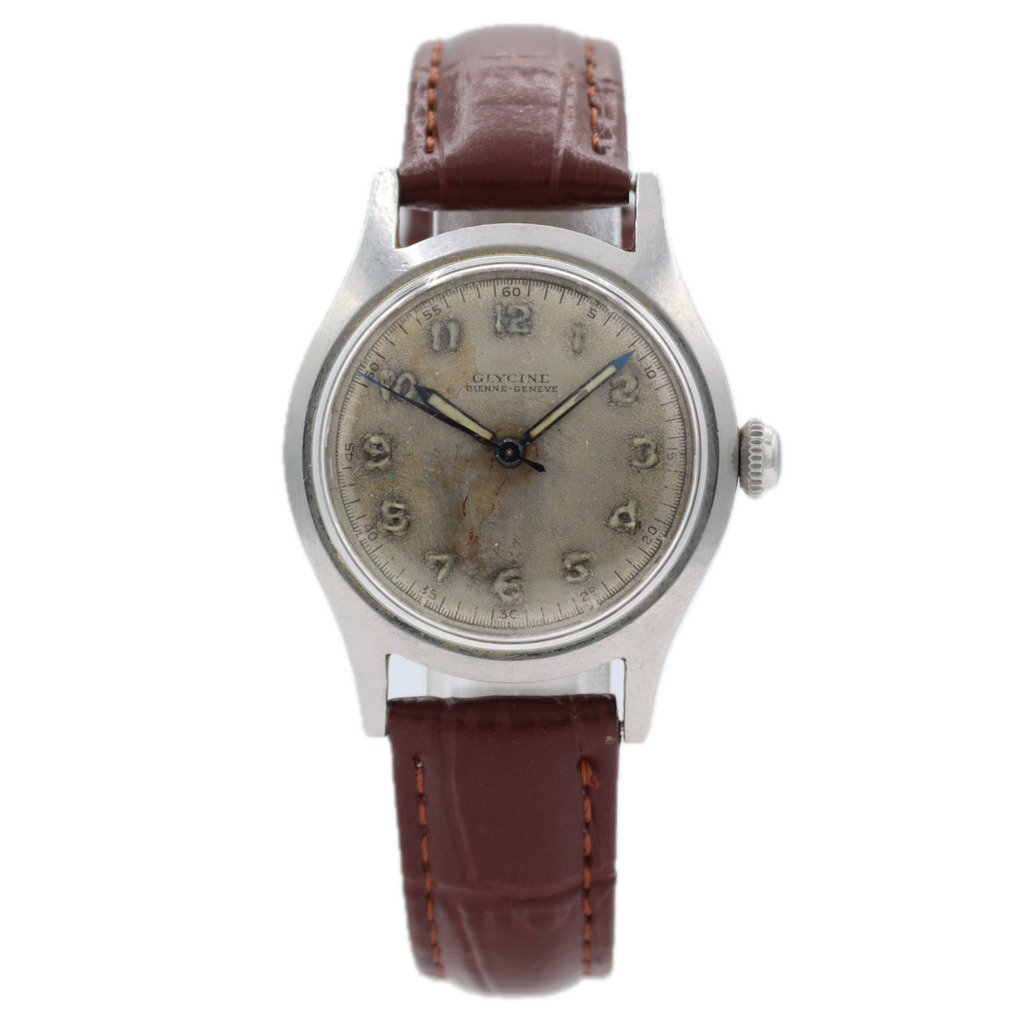 Vintage 32mm Glycine 17j Men's Mechanical Wristwatch 72 Swiss Stainless Steel