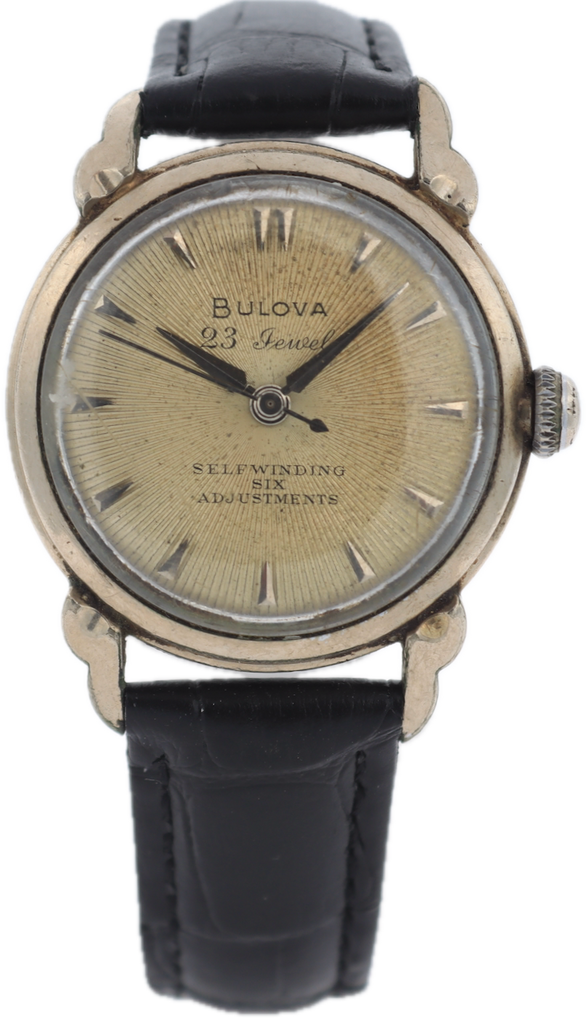 Vintage 1955 Bulova Sunburst Men's Automatic Wristwatch 10 BPAC 10k White RGP