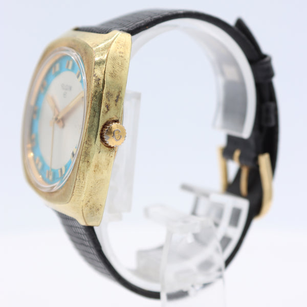 Vintage Elgin Blue Two Tone Men's Mechanical Wristwatch 327 Swiss Gold Tone