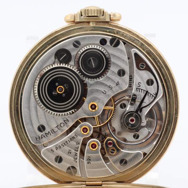Vintage 18s 1951 Hamilton 21j Mechanical Pocket Watch 921 14k GF USA
