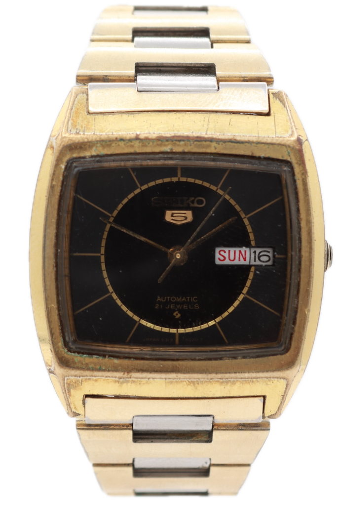 Vintage Seiko 6139-5020 5 Men's Automatic Wristwatch Gold Plated & Steel