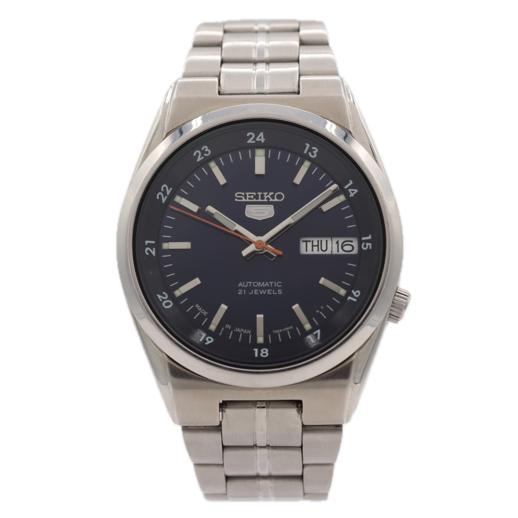 36mm Seiko 7S26-02C0 "Seiko 5" Men's Automatic Wristwatch Railway Time W/ Box