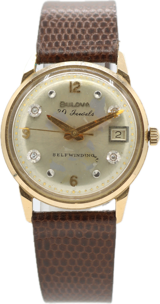 Vintage 31mm Bulova Diamond Dial 30 Jewel Men's Automatic Wristwatch USA 10k GF