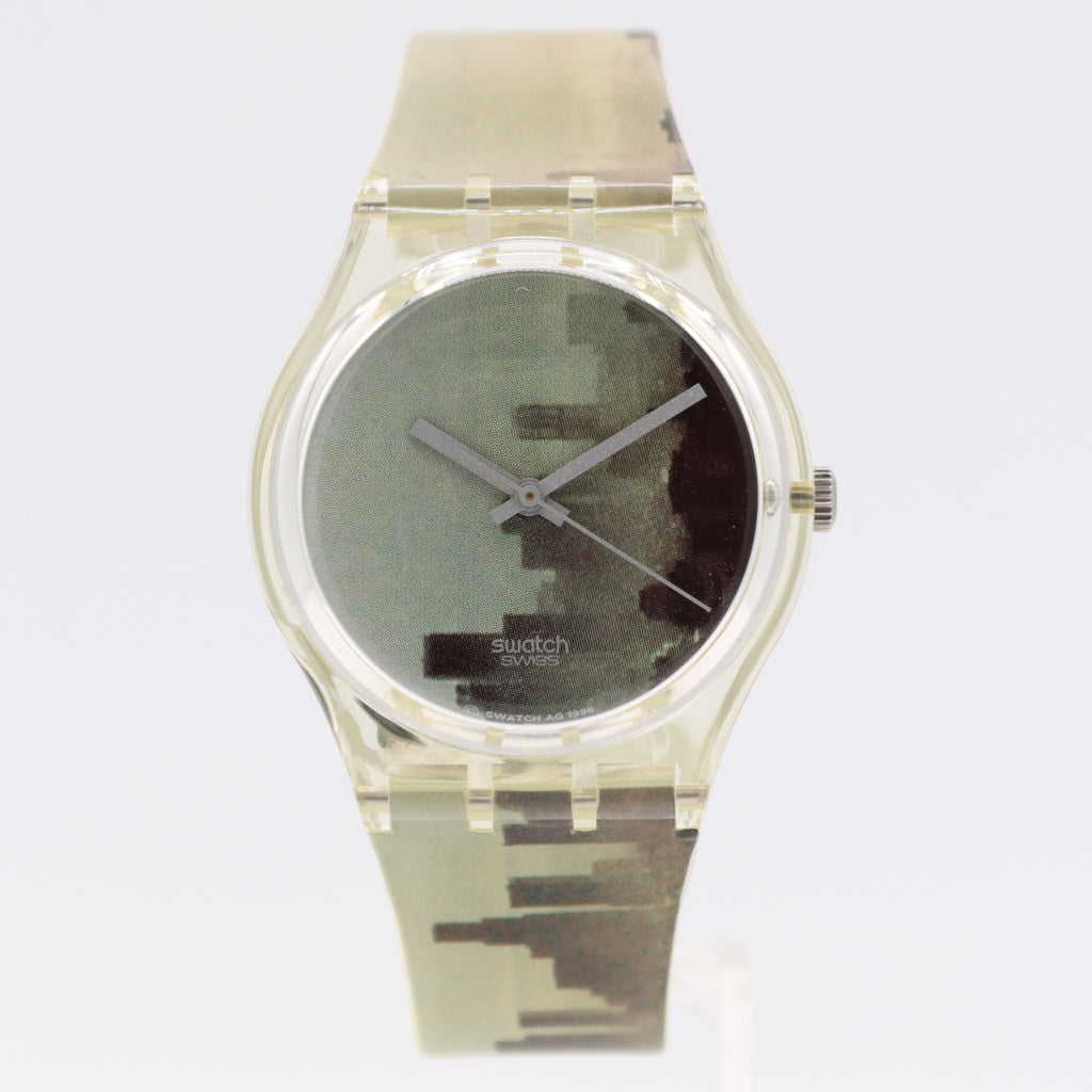 34mm 1997 Swatch GK241 Oxygen Men's Quartz Wristwatch Swiss City Skyline W/Case