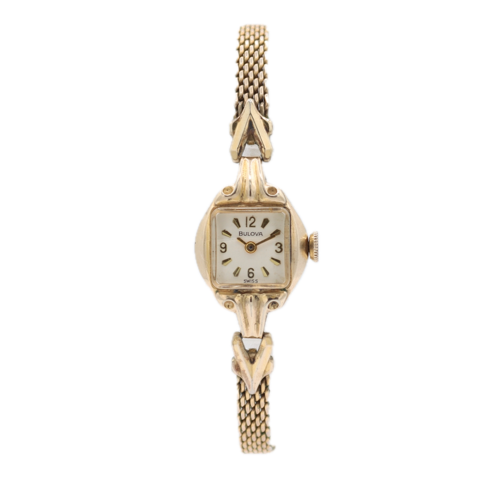 Vintage 16.5mm 1969 Bulova 17j Ladies Mechanical Wristwatch 6CL Steel & 10k RGP