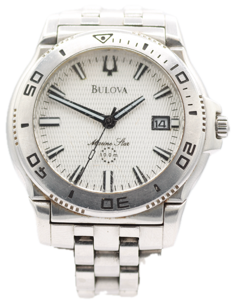 2005 Bulova 96G50 Marine Star Honey Comb Dial Men's Quartz Wristwatch SteelHack