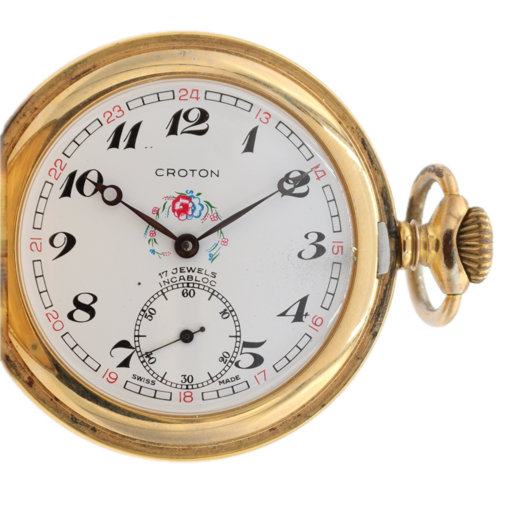 Vintage 50mm Croton Ancre de Precision 17j Mechanical Hunter Pocket Watch