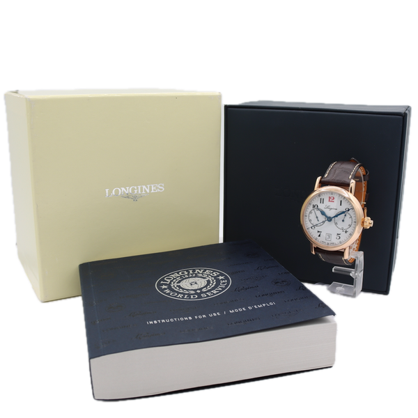 Longines L2.775.8.23.3 Heritage Men's Automatic Wristwatch 18k Gold Monopusher