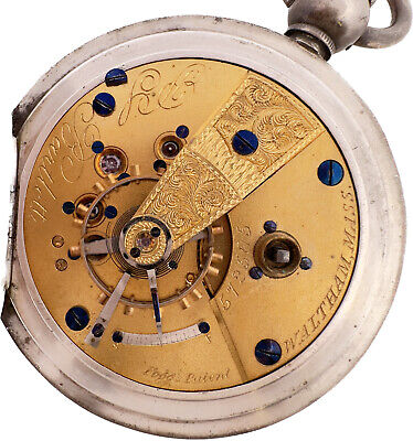 Antique 18 Size Waltham P.S. Bartlett Key Wind Hunter Pocket Watch Coin Silver