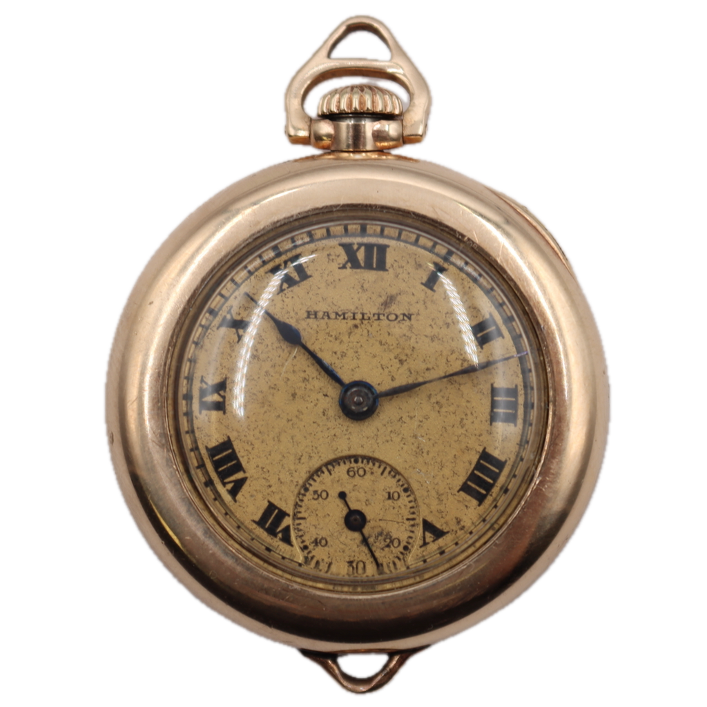 Antique 6/0s 1920 Hamilton Roman Mechanical Pocket Watch 986 25 Year GF USA