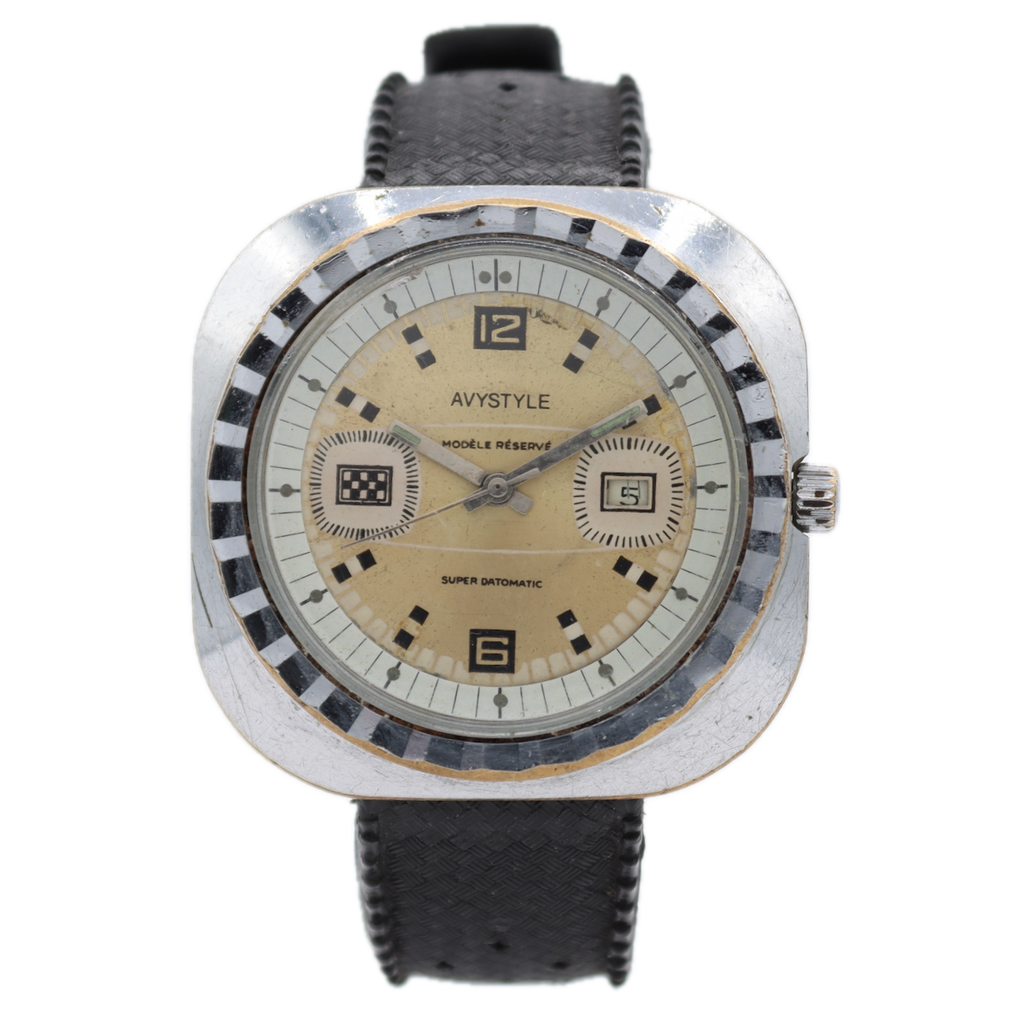 Vintage Avystyle Super Datomatic Men's Mechanical Wristwatch Steel Fluted Bezel
