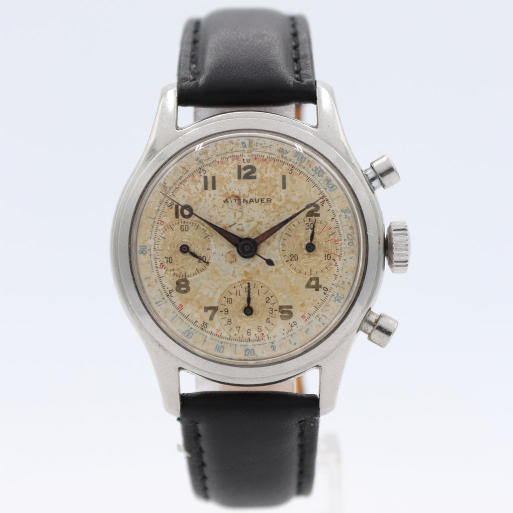 35mm Wittnauer Men's Chronograph Wristwatch Valjoux 72 Triple Register Serviced