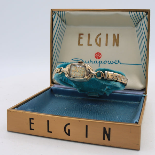 Vintage Elgin Durapower Ladies Mechanical Wristwatch 541 USA Chrome w/ Box