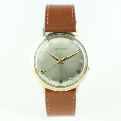 Vintage Bulova Accutron 214 Men's Tuning Fork Wristwatch 10k GF w Diamond Dial