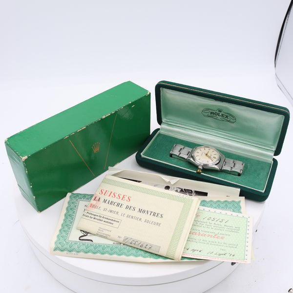 1955 Rolex 6564 Oyster Perpetual Men's Automatic Wristwatch 1030 Steel Full Set