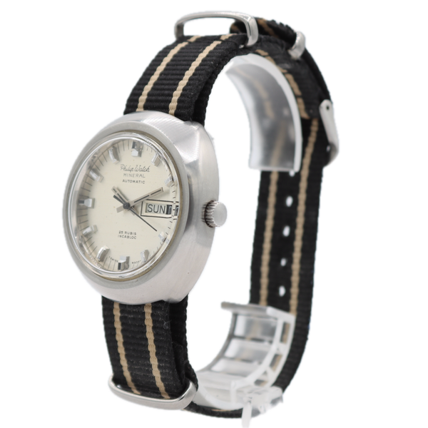 Philip Watch Mineral Day Date Men's Automatic Wristwatch ETA 2789-1 Swiss Steel