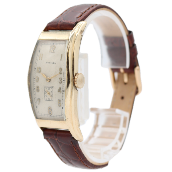 Vintage 23mm 1938 Longines Curved Men's Mechanical Wristwatch 8LN Swiss 10k GF