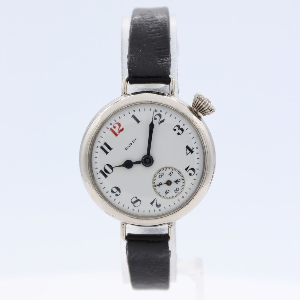 Antique 1918 Elgin WW1 Military Offset Crown Men's Mechanical Wristwatch 417