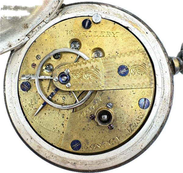 Antique 18S 1864 Waltham Civil War Key Wind Hunter Pocket Watch Ellery Plated