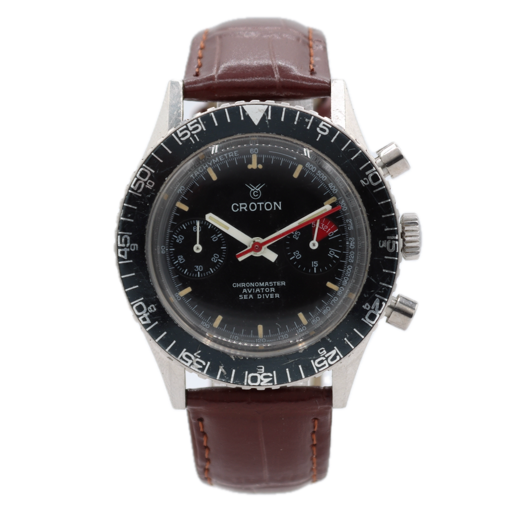 Vintage Croton Chronomaster Aviator Sea Diver Men's Chronograph Wristwatch Steel