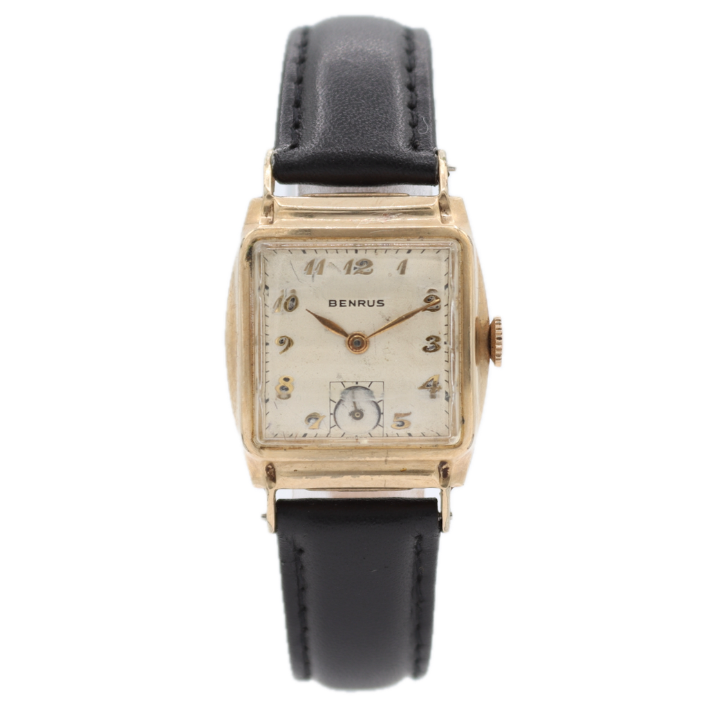 Vintage 25.5mm Benrus BA4 Men's Mechanical Wristwatch Swiss 10k RGP Art Deco