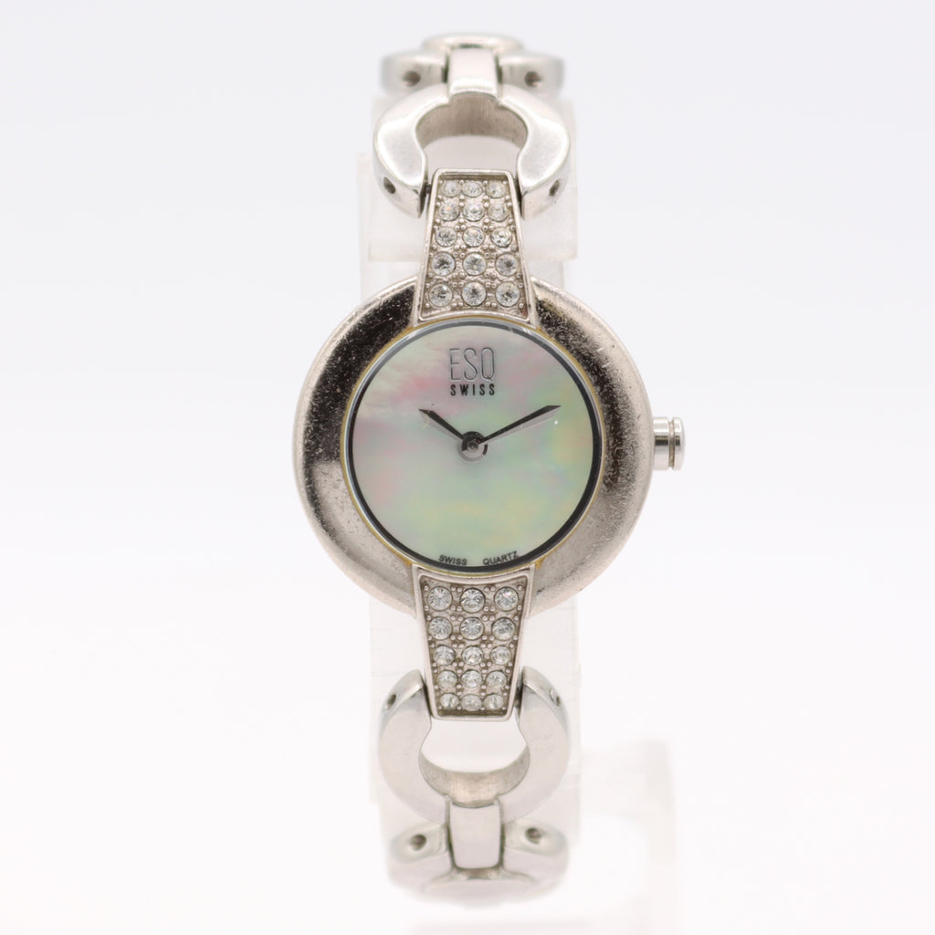 23mm ESQ E5236 Iridescent Dial Ladies Quartz Wristwatch Steel Crystal Accents
