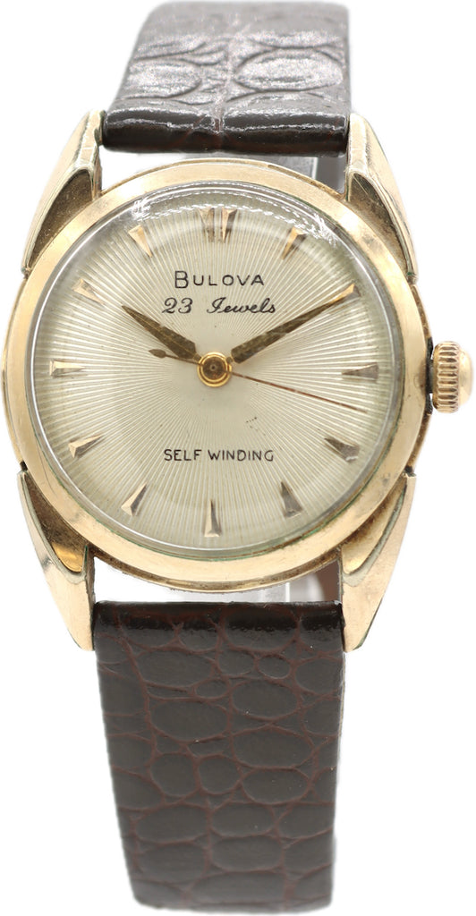 Vintage 31mm Bulova Sunburst 23 Jewel Men's Automatic Wristwatch 1080AC USA