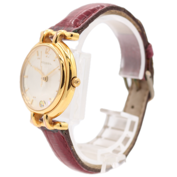 32mm Fossil PC-9237 Prism Crystal Ladies Quartz Wristwatch Japan Gold Tone Date