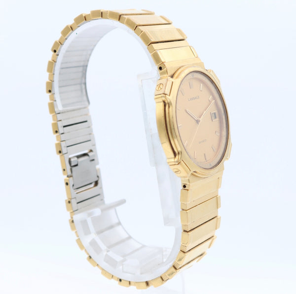 33mm Seiko 9552-6019 Lasalle Men's Quartz Wristwatch Japan Steel & Gold Tone