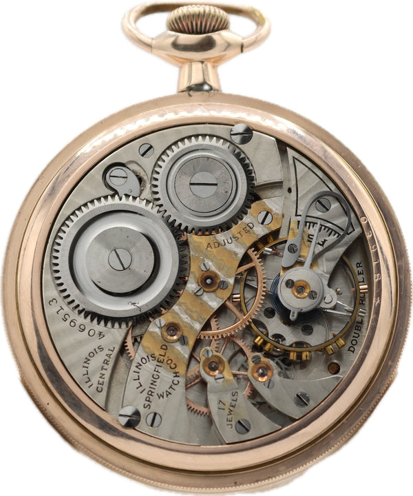 Antique 12S Illinois Fancy Guilloche Mechanical Pocket Watch Grade 405 14k GF
