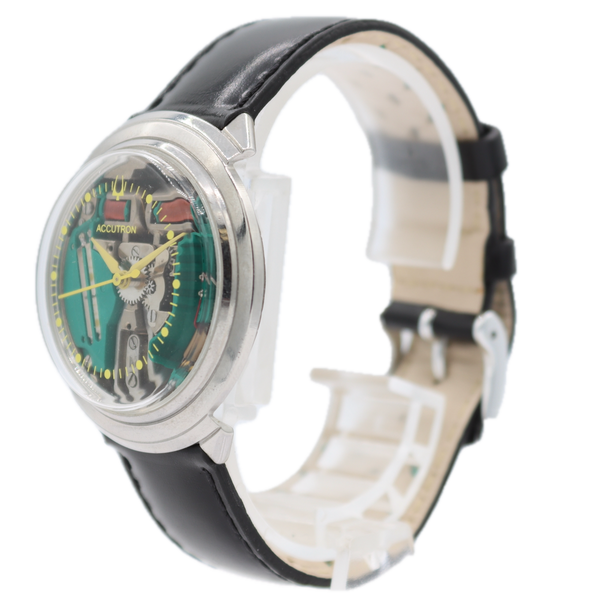 Vintage 36mm 1971 Accutron Spaceview Men's Tuning Fork Wristwatch 214 USA Steel