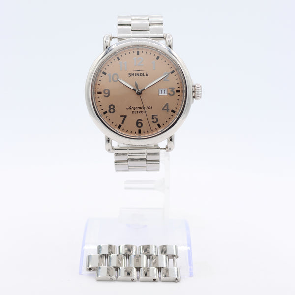 41mm Shinola Runwell Salmon Dial Men's Quartz Wristwatch Argonite-705