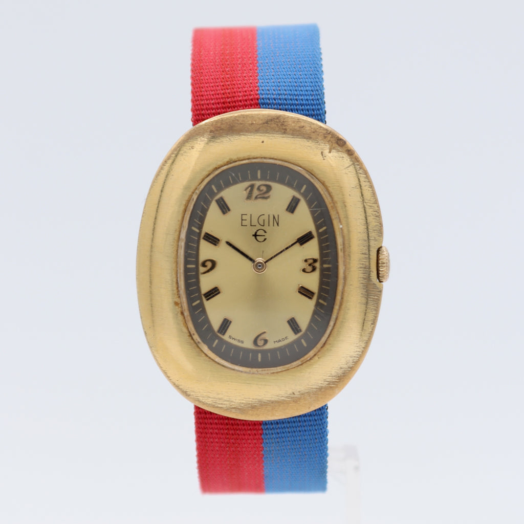 Vintage Elgin Golden Egg Men's Mechanical Wristwatch ETA2512 Swiss Gold Tone