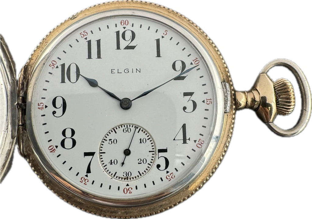 Antique 16S Elgin Tricolor Gold Gilt Hunter Pocket Watch 312 Sterling Silver